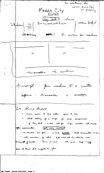 26일(현지시간) 공개된 존 F. 케네디 전 미국 대통령 암살 관련 기밀문서. 미 연방수사국(FBI)의 에드거 후버 국장이 케네디 전 대통령 암살범 리 하비 오스왈드의 죽음에 관해 언급한 내용을 담고 있다. [AP=연합뉴스]