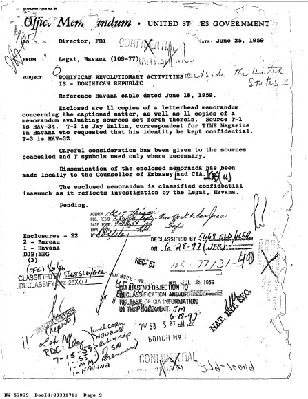 26일(현지시간) 공개된 존 F. 케네디 전 미국 대통령 암살 관련 기밀문서. 미 연방수사국(FBI)의 에드거 후버 국장이 케네디 전 대통령 암살범 리 하비 오스왈드의 죽음에 관해 언급한 내용을 담고 있다. AP 연합뉴스