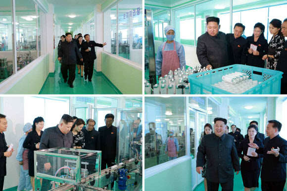 북한 김정은, 평양화장품공장 시찰