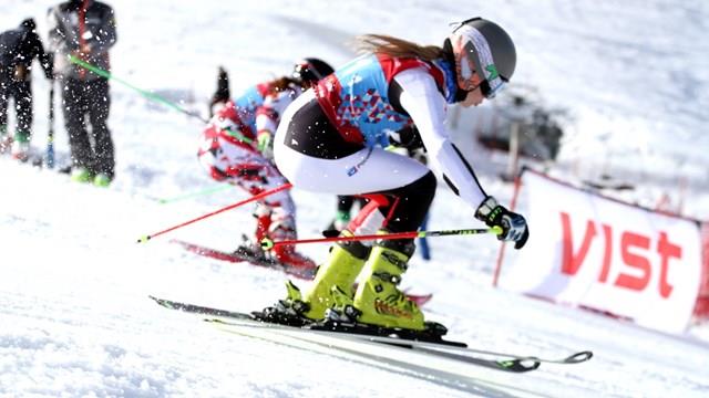 지난해 6월 러시아 소치에서 열린 알파인스키 국가별 팀이벤트 경기에서 여성 선수들이 활강하고 있다. 평창동계올림픽조직위원회 제공