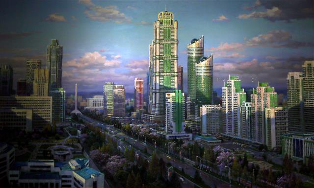 [평양은 지금]’여명거리’ 유화작품