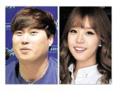 류현진(왼쪽·LA 다저스)과 배지현 MBC스포츠플러스 아나운서 연합뉴스