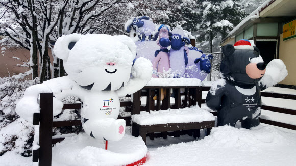 폭설에 신난 수호랑-반다비