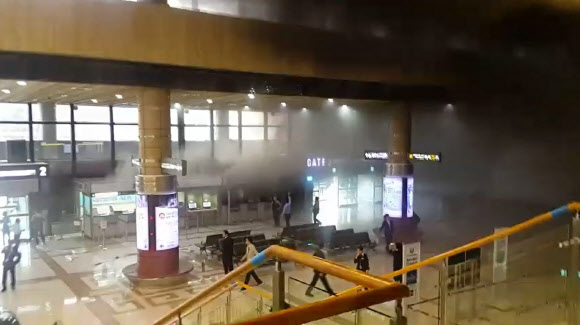 김포공항 국제선 터미널 공사현장서 불