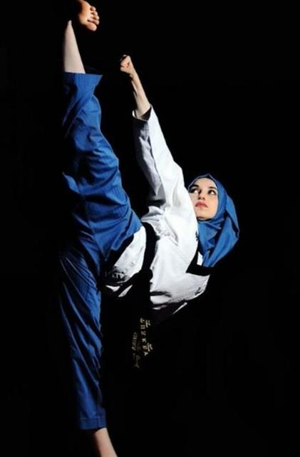 이제 무슬림 여성 스포츠는 우리 곁에 다가와 있다. 터키 태권도 대표 큐브라 다글리는 페루에서 열린 제10회 세계태권도선수권 우승을 차지했다.  핀터레스트(PINTEREST) 제공