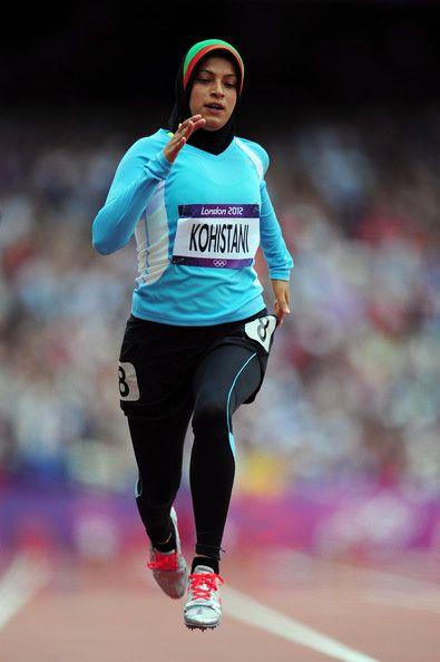 2012 런던올림픽 육상 여자 100m 예선 도중 역주하는 타흐미나 코히스타니(아프가니스탄).  핀터레스트(PINTEREST) 제공
