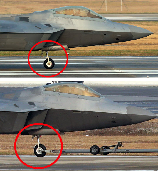 F-22 착륙하다 ’랜딩기어 파손?’