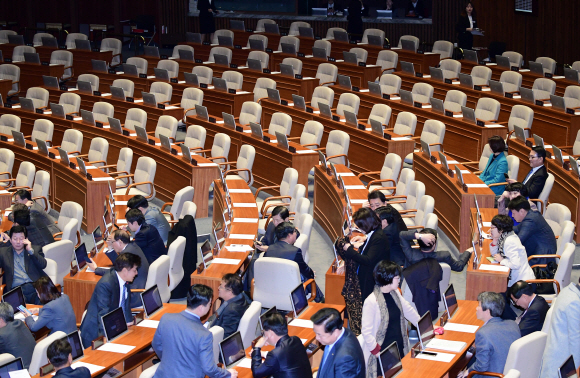 본회의장 자리 비운 한국당 의원들 