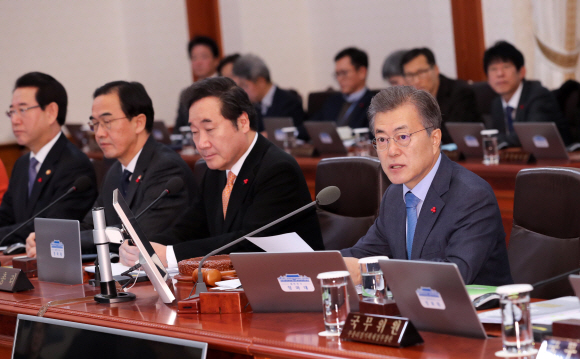 문재인 대통령이 19일 오전 청와대 본관에서 국무회의를 열고 중국 방문 성과등에 대해 논의 했다. 2017. 12. 19  안주영 기자 jya@seoul.co.kr