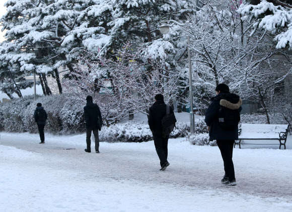 눈길 걷는 시민