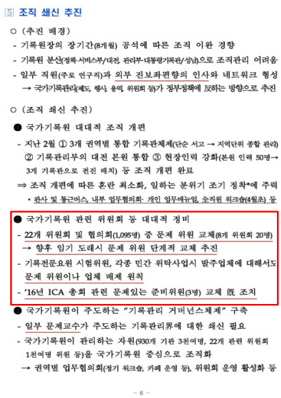 국가기록원의 ’현안보고’ 문서