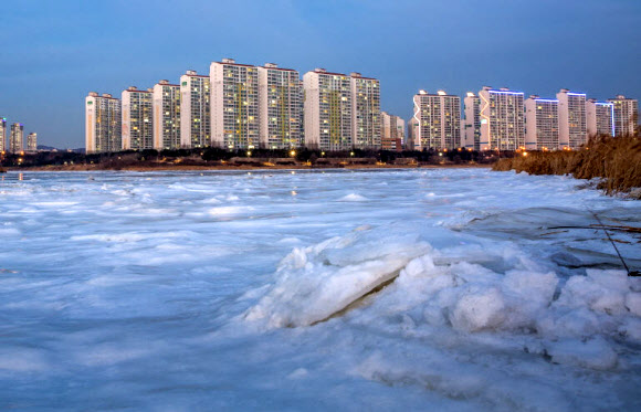 얼음바다로 변한 시화호
