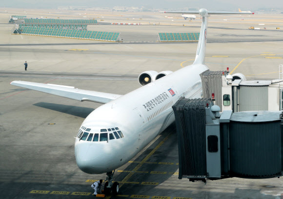 김여정 일행 전용기 인천공항 도착