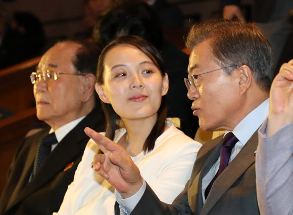 김여정 북한 제1부부장과 문재인 대통령