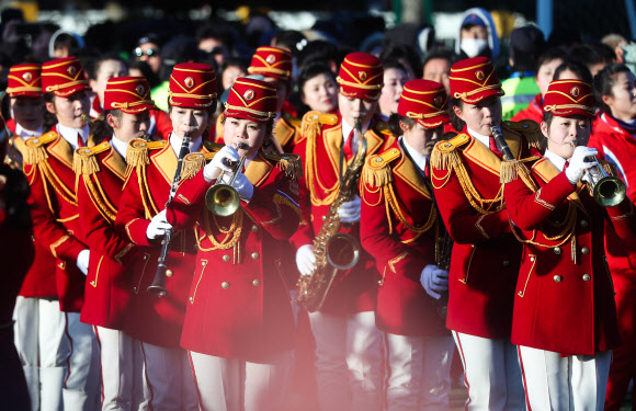 [올림픽] 북측응원단 평창서 네번째 취주악 공연