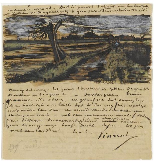 빈센트 반 고흐가 동생 테오에게 보낸 편지는 928편이 남아 있다. 그의 사상과 그림을 이해할 수 있는 소중한 자료들이다. 1882년 7월 31일 네덜란드 헤이그에서 보낸 편지로, 버드나무가 있는 농촌 풍경과 이야기를 담고 있다.