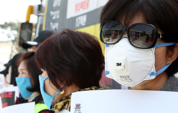 마스크 쓰고 집회 참석