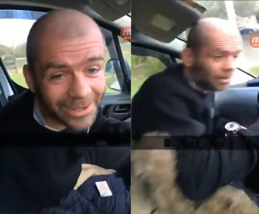 술마시고 안전벨트 미착용 상태로 차 조수석에 탄 남성이 앞유리창에 얼굴을 박는 모습(유튜브 영상 캡처)
