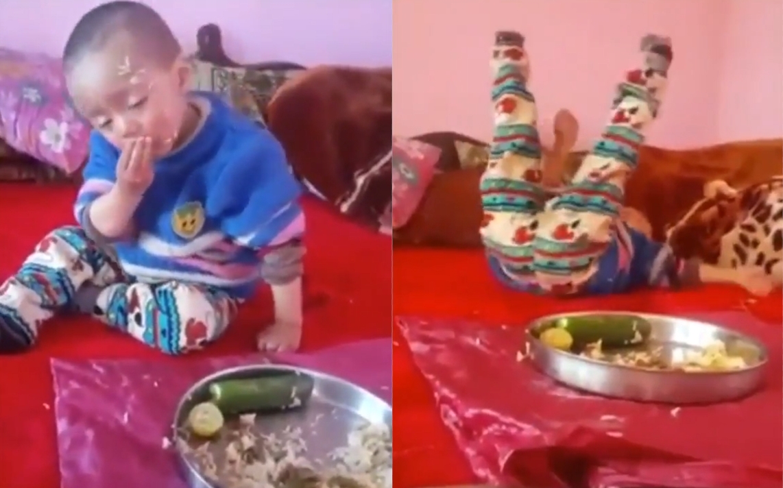 음식에 대한 놀라운 집착과 집중력을 보인 한 어린 아이의 모습(유튜브 영상 캡처)