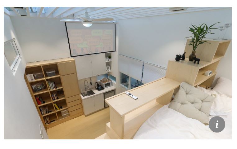 면적이 13.9㎡(약 4,2평) 규모인 초미니 아파트의 내부 모습. SCMP 홈페이지 캡처 