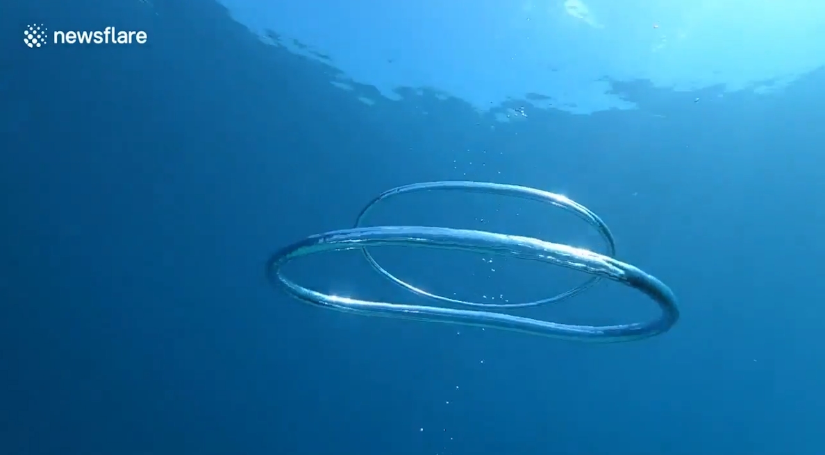 물 속 두개의 버블링이 합쳐지는 놀라운 순간(유튜브 영상 캡처)