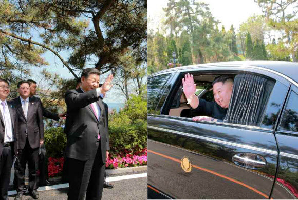 김정은 배웅하는 시진핑