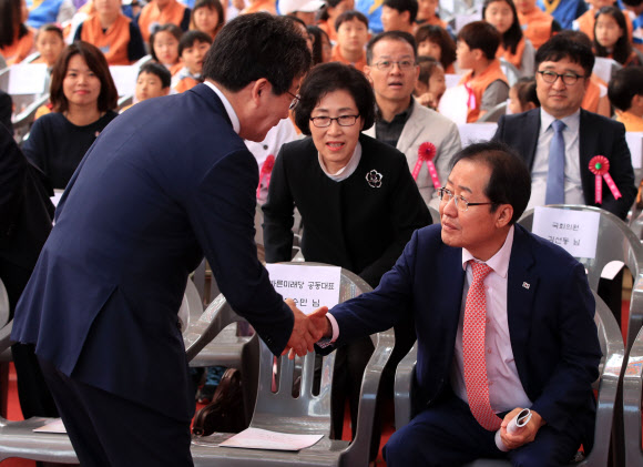 악수하는 홍준표-유승민