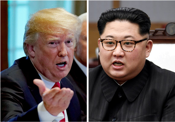 도널드 트럼프(왼쪽) 미국 대통령과 김정은 북한 국무위원장.  로이터 연합뉴스