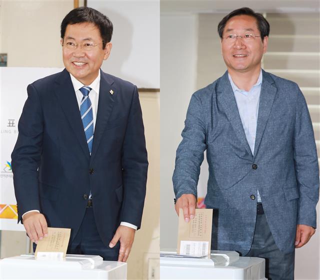 사전투표하는 박남춘·유정복 인천시장 후보