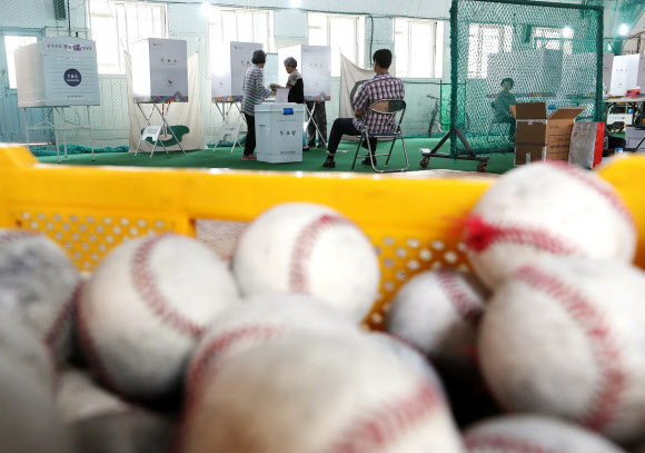 야구공 옆에 설치된 기표소