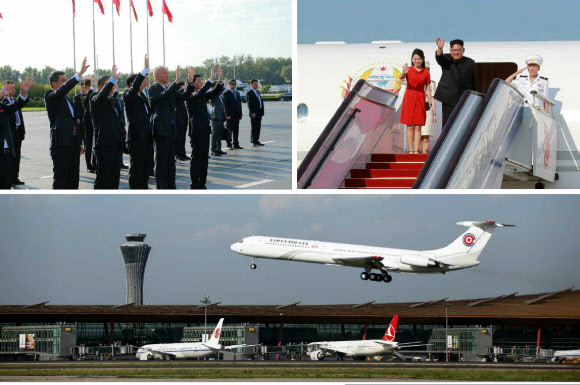 중국 떠나는 김정은 위원장 부부