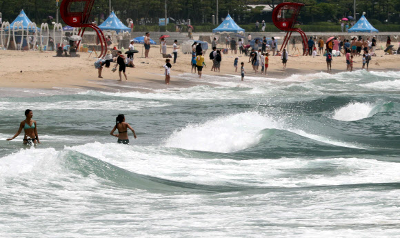 태풍 북상…해운대 높은 파도