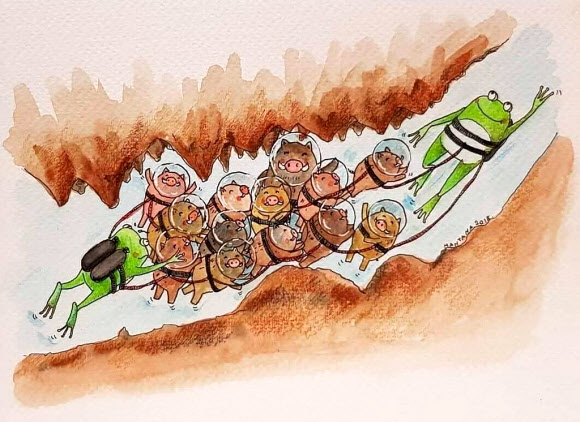 태국인들, 만화·그림으로 ‘동굴 기적’ 칭송