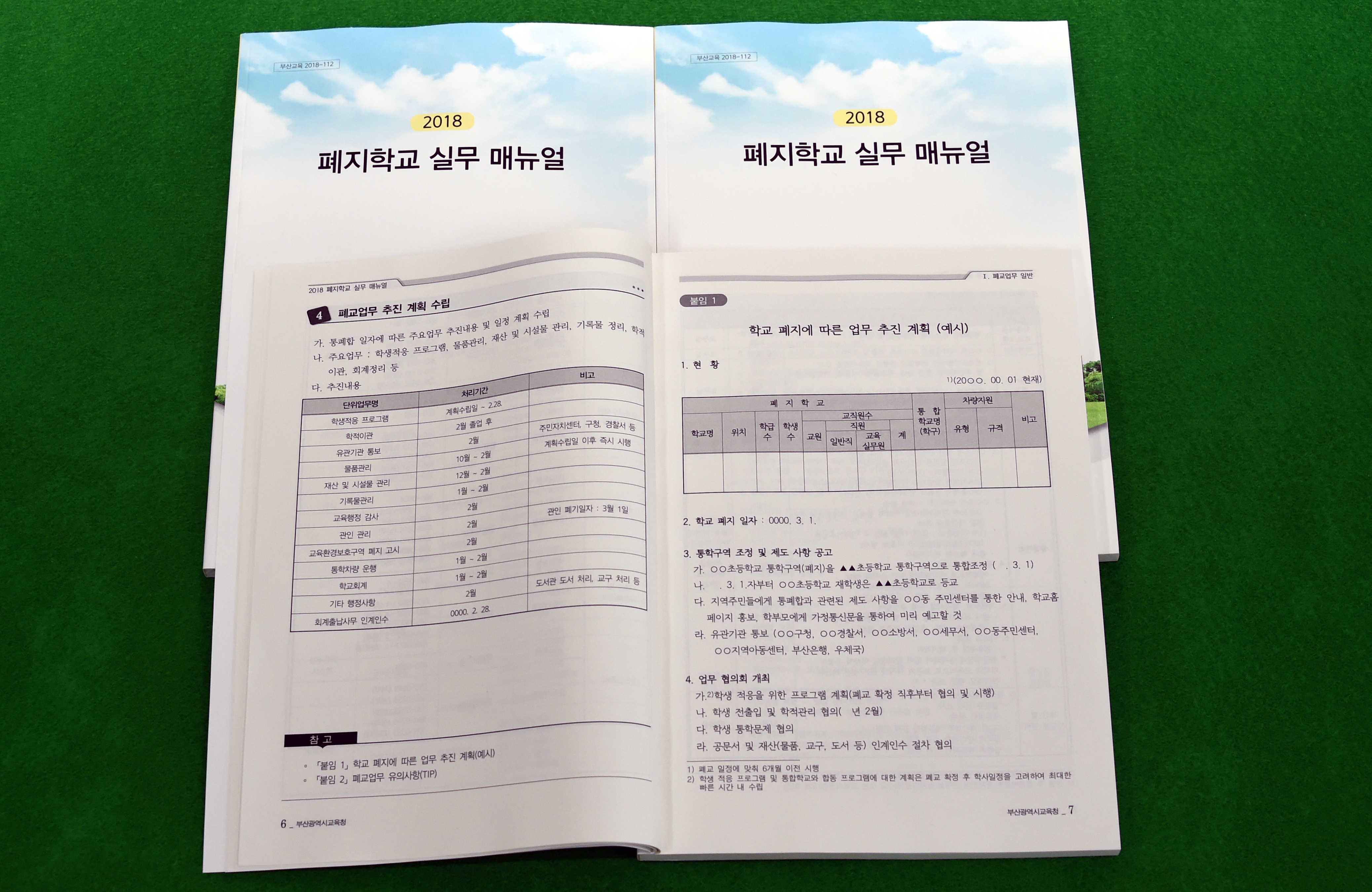 부산시교육청은 폐지학교 실무 매뉴얼을 제작해 관련 학교 등에 보급했다고 17일 밝혔다.  <부산시교육청 제공> 