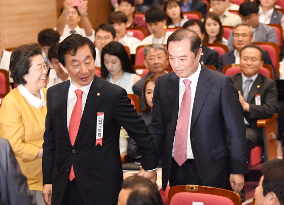 자유한국당은 17일 오전 국회 의원회관에서  제2차 전국위원회를 열어 김병준 국민대 명예교수를 만장일치로 혁신비대위원장에 추대했다.2018-07-17  김명국선임기자 daunso@seoul.co.kr