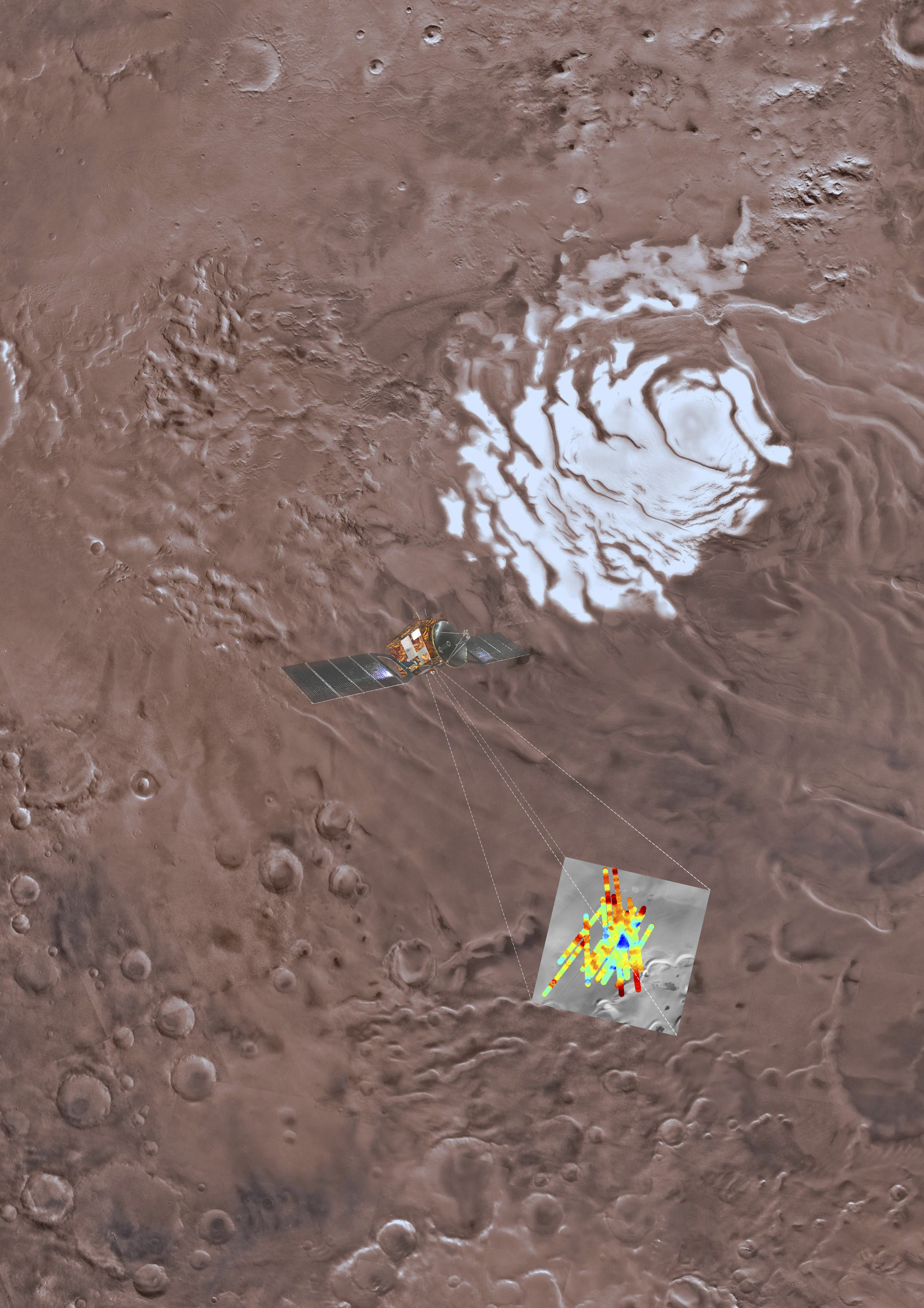‘저 화성 극관 아래 거대한 호수가?’