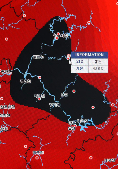 40.6도 기상관측 사상 최고 기록한 홍천