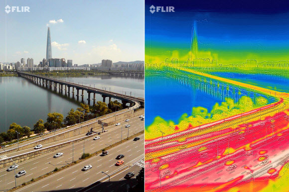 최악의 폭염, 붉게 물든 강변북로