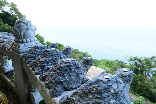 향일암 곳곳에서 볼 수 있는 돌을 깎아 만든 거북이상.