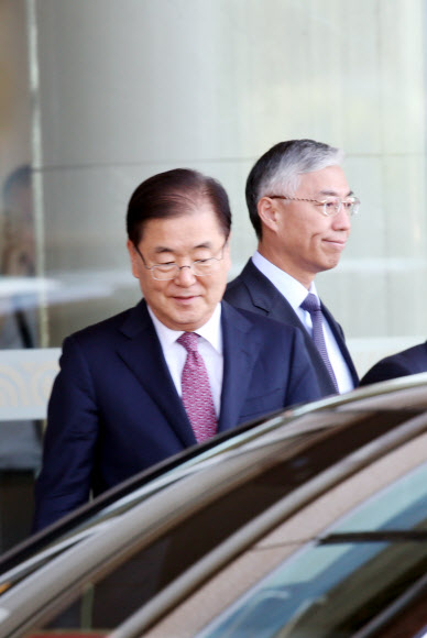 베이징 도착한 정의용 실장과 추궈훙 중국대사