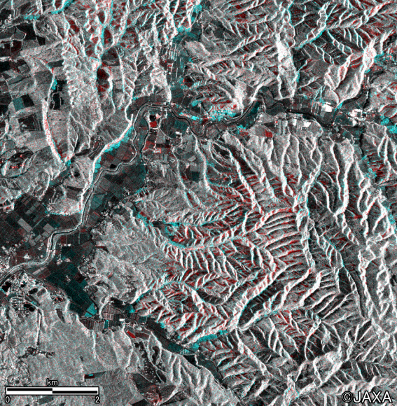 일본 위성이 촬영한 대형 산사태 지역