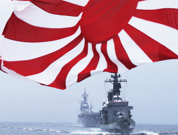 일본 해상 자위대 군함에서 펄럭이는 전범기 모습.  서경덕 교수 제공