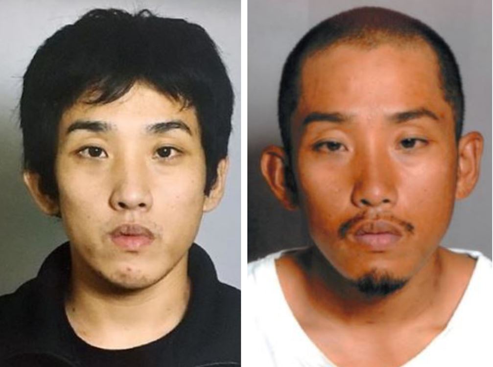 히다 준야 용의자가 지난 8월 오사카 경찰서에서 도망쳤을 당시(왼쪽)과 지난달 29일 도주 48일만에 다시 붙잡혀 왔을 때의 모습(오른쪽).
