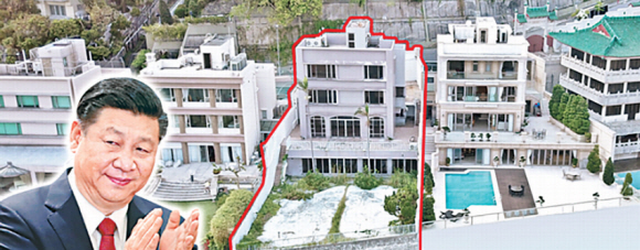 시진핑 국가주석 일가가 사들인 홍콩 리펄스베이에 있는 4층짜리 고급 단독주택(붉은 테두리선). 빈과일보 홈페이지 캡처