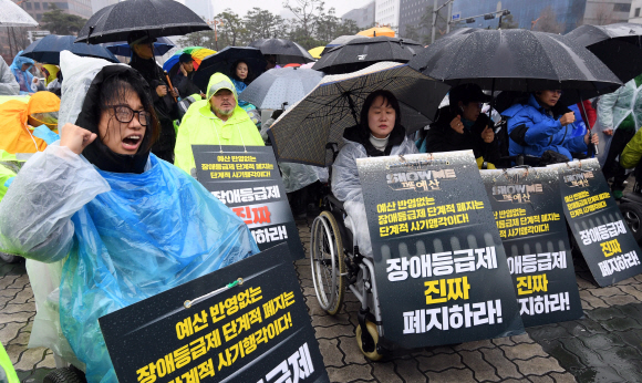 “장애등급제 폐지 예산 마련하라” 