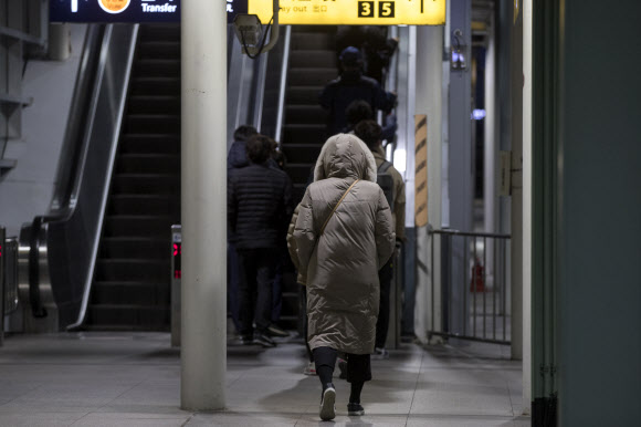 추위 속 출근길