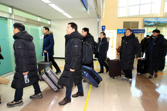 방북하는 동해선 철도 공동조사단