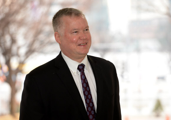 정부서울청사 도착한 스티븐 비건