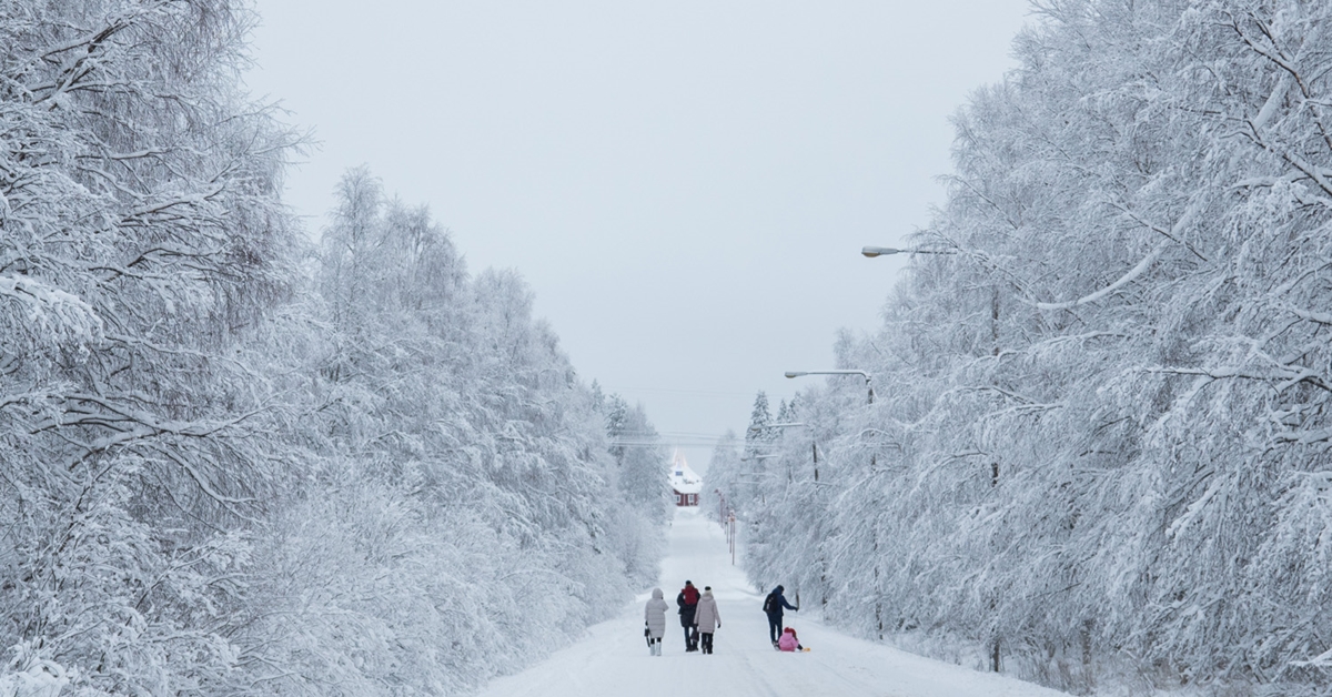산타마을로 가는 길  핀란드 북부 라피주 로바니에미에 있는 산타클로스 마을로 가는 숲길. 관광객들이 설경을 만끽하고 있다. 2018.12.23 <br>류재민 기자 phoem@seoul.co.kr