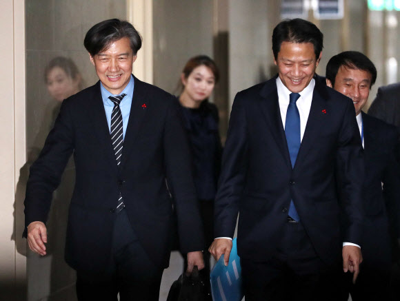 국회 운영위 출석하는 임종석 실장과 조국 수석